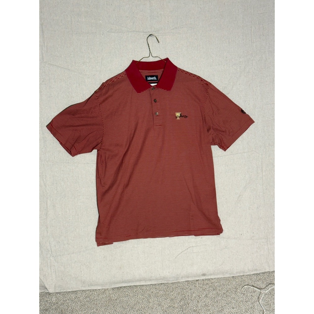 Ashworth Mens The Presidents Cup Polo Shirt Red Striped Cotton AM2835 Size M
